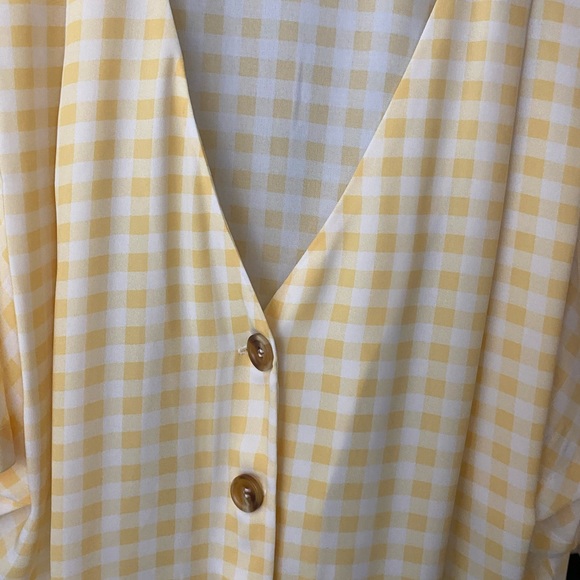 Elodie V-Neck Button Blouse Yellow /white - Picture 9 of 9